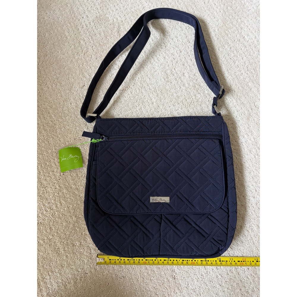 Vera Bradley Double Zip Mailbag Women Navy NWT Quilted Crossbody